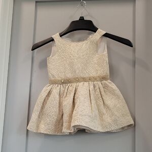 Max Studio Elegant Cream Dress with Gold Accents